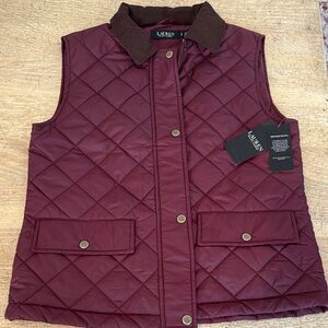 BNWT Ralph Lauren puffer vest in dark garnet